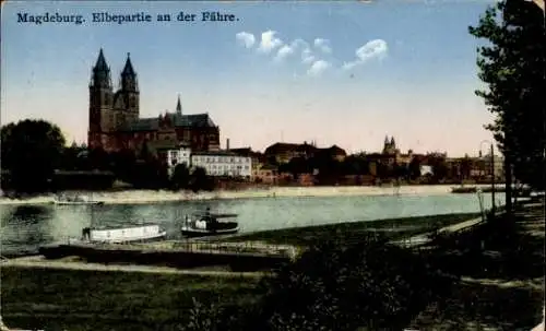 Ak Magdeburg, Dom, Elbe, Boote