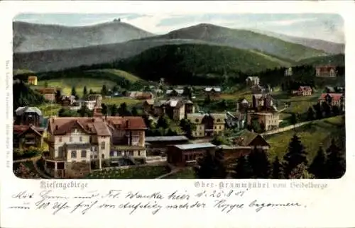 Ak Karpacz Krummhübel Riesengebirge Schlesien, Totalansicht der Ortschaft