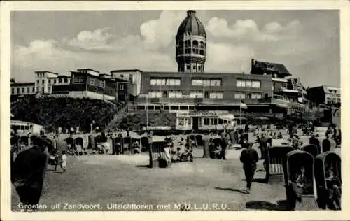 Ak Zandvoort aan Zee Nordholland Niederlande, Strand, Aussichtsturm, Strandkörbe, Besucher, Sa...