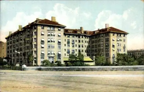 Ak Boston Massachusetts USA, Hotel Sommerset, große mehrstöckige Gebäude, frisches Design, Par...