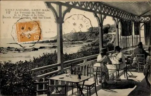 CPA Saint-Nazaire Loire Atlantique, Saint Marc, Terrasse de la Hôtel