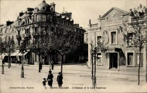 CPA Saint-Nazaire Loire Atlantique, L'Athénée et le Café Américan