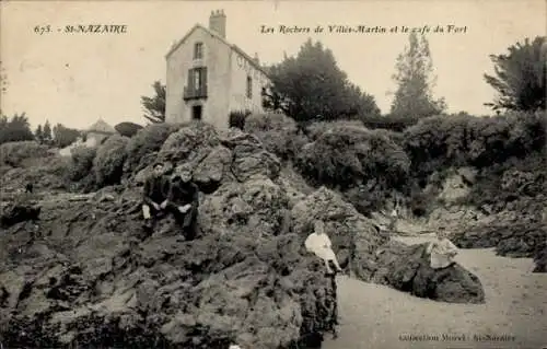 CPA Saint-Nazaire Loire Atlantique, Les Rochers de Villès-Martin et le Café du Fort