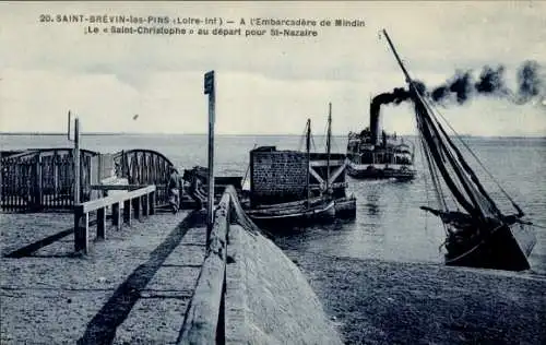 CPA Saint Brévin les Pins Loire Atlantique, A l'Embarcadère de Mindin Le Saint-Christophe au t