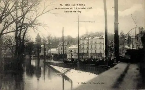 Ak Bry sur Marne Val de Marne, Inondations 1910, Entree de Bry