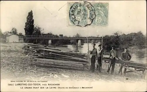 CPA Lamothe du teich Gironde, Grand Pont sur la Leyre