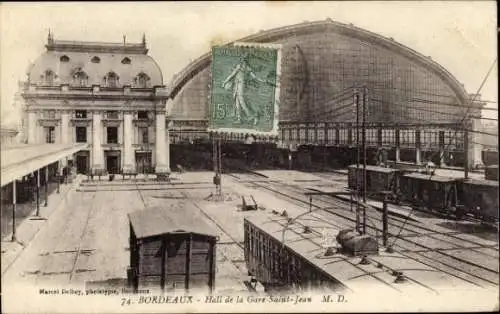 Ak Bordeaux Gironde, Bahnhof Saint-Jean,  Architektur, Poststempel, Bahnverkehr