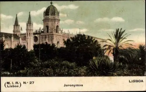 Ak Lisboa Lissabon Portugal, Jeronymos Kloster, schöne botanische Umgebung, farbenfrohe 