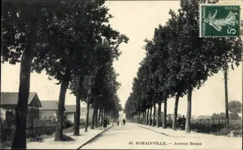 Ak Romainville Seine Saint Denis, Avenue Brazza