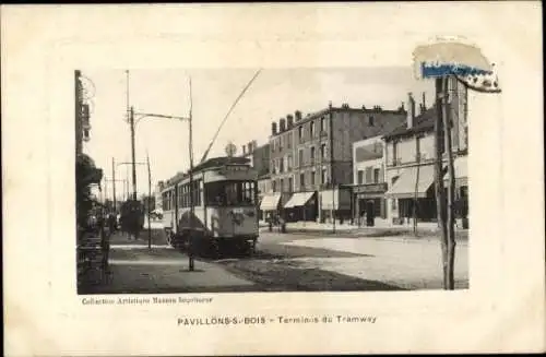 Ak Les Pavillons sous Bois Seine-Saint-Denis, Terminus du Tramway, Straßenbahn