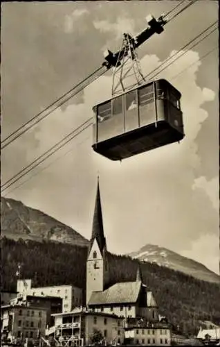 Ak Davos Kanton Graubünden, Seilbahn, Kirche, Berglandschaft