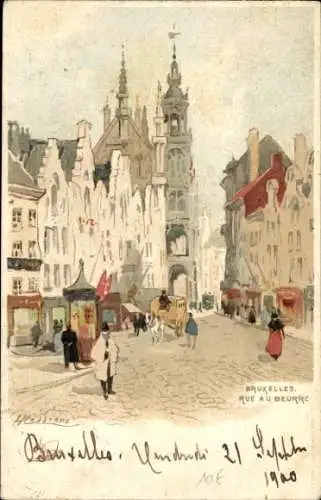 Künstler Litho Cassiers, H., Brüssel, Rue au Beurre