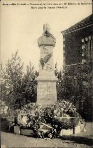 Ak Juranville Loiret, Denkmal für gefallene Kinder, Gedenkschrift für den 1. Weltkrieg