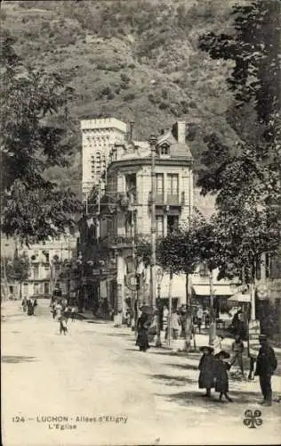 Ak Luchon Haute Garonne, Allees d'Etigny, Kirche