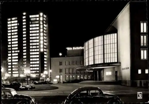 Ak Berlin Charlottenburg, Schillertheater und Telefunken Hochhaus, Nacht, Klinke B 113