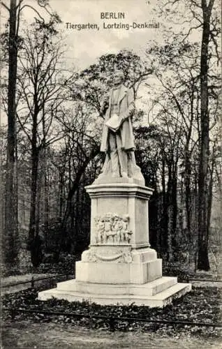 Ak Berlin Tiergarten, Lortzing-Denkmal im Tiergarten