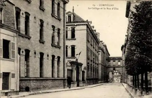 Ak Compiègne Oise, Le Collège et la Rue d'Ulm, Architektur, Straßenansicht