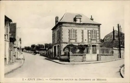 Ak Angy Oise, Carrefour Routes de Clermont und Merard