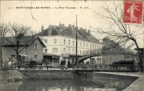 Ak Montceau les Mines Saône et Loire, Le Pont Tournant