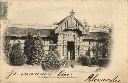 Ak Noisy sur École Seine et Marne, Historisches Gebäude, Ecole Forestière, Bäume, Schriftzug
