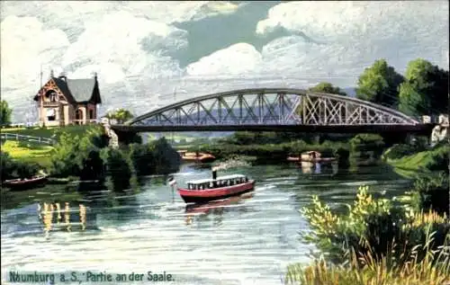 Künstler Ak Naumburg Saale Burgenlandkreis, an der Saale, Boot