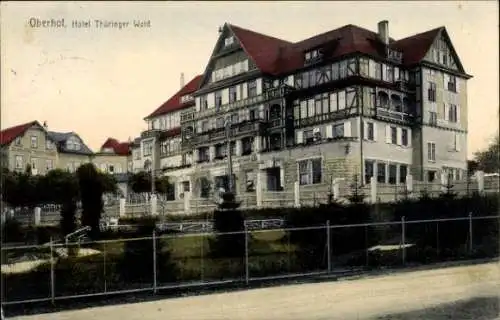 Ak Oberhof im Thüringer Wald, Hotel Thüringer Wald, Gebäude mit rotem Dach, Garten, Zaun