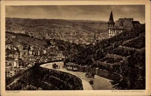 Ak Weinsteige Stuttgart in Württemberg, Blick auf Stuttgart von der Neuen Weinsteige, Stadtlandsc