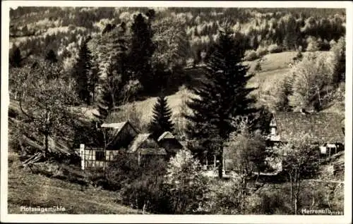 Ak Bad Herrenalb im Schwarzwald, Plotzsägemühle, Waldlandschaft,  Architektur