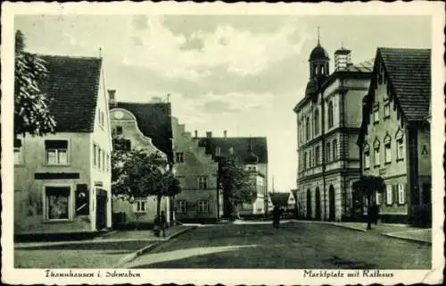 Ak Thannhausen in Schwaben, Marktplatz, Rathaus