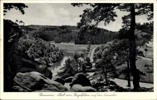 Ak Pirmasens am Pfälzerwald, Kugelfelsen, Eisweiher