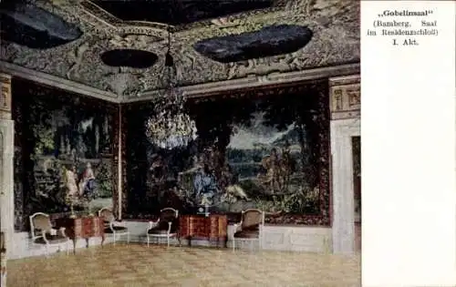 Ak Bamberg Oberfranken, Blick in den Gobelinsaal des Residenzschlosses