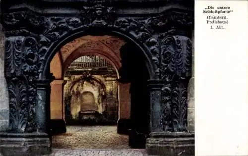 Ak Bamberg in Oberfranken, Untere Schlosspforte, Prellshaus, Drehwa-Film El Verdugo, Der Henker