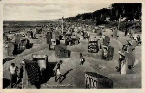 Ak Ostseebad Graal Müritz, Strand, Meer, Strandkörbe, Passanten