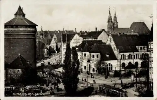 Ak Nürnberg, Bayerische Jubiläums Landesausstellung 1906, Nürnberg Königstor, Frauenturm,  Gebäud