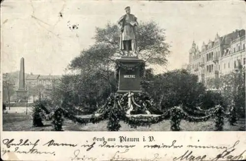 Ak Plauen im Vogtland, Moltke-Denkmal