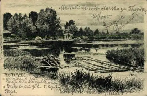Künstler Ak Berlin Köpenick, Teufelssee bei den Müggelbergen