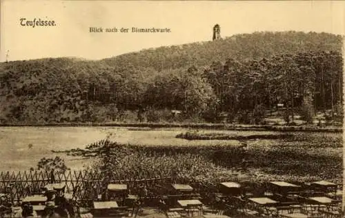 Ak Berlin Köpenick, Teufelssee, Bismarckwarte