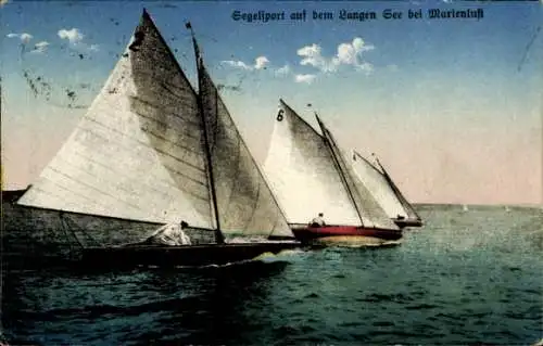 Ak Berlin Köpenick, Segelboote auf dem Langen See bei Marienlust