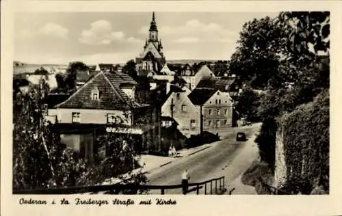 Ak Oederan in Sachsen, Freiberger Straße, Kirche