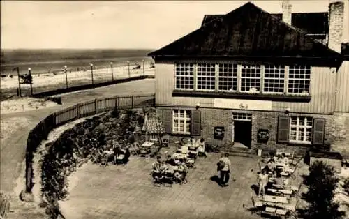Ak Prerow Darß Ostsee, HO Milchbar, Blick zum Strand