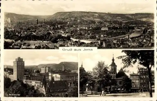 Ak Jena in Thüringen, Panorama, Zeißwerke, Markt
