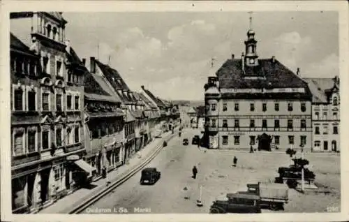 Ak Oederan in Sachsen, Stadtansicht mit m Gebäude, Autos, hübsche Architektur