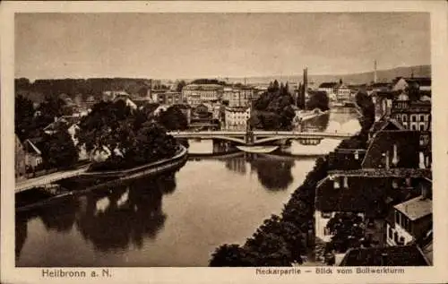 Ak Heilbronn am Neckar, Panoramaansicht, Neckar, Bollwerkturm,  