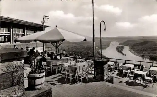 Ak Königswinter am Rhein, Blick auf die Rheinterrasse, Restaurant auf dem Drachenfels, Tische, St