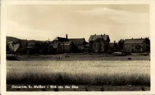 Ak Gauernitz Klipphausen in Sachsen, Gesamtansicht, Blick von der Elbe