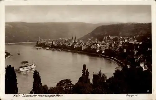 Ak Boppard am Rhein, Rheindampfschiffahrt, Dampfschiff, Panorama der Stadt