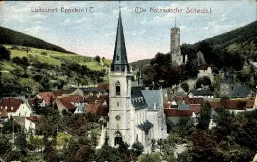 Ak Eppstein im Taunus, Teilansicht, Kirche