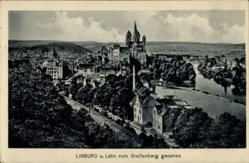 Ak Limburg an der Lahn, Stadtansicht von  Lahn, Greifenberg, Flusslanschaft