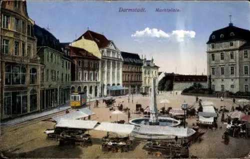 Ak Darmstadt in Hessen, Marktplatz