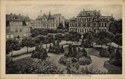 Ak Saarlouis im Saarland, Park am Hohenzollernring,  Gebäude, Bäume
